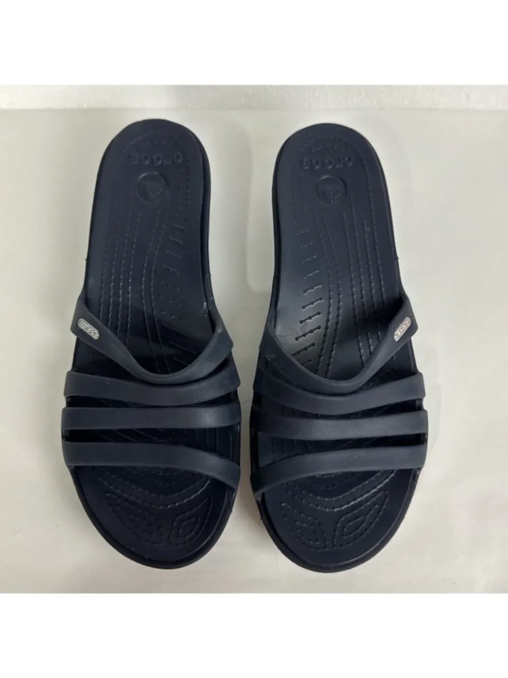 Crocs Navy Blue Rhonda Wedge Slip On Sandals Women's size 11